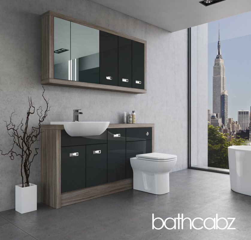 ATHENA DRIFTWOOD BASE & WALL UNITS BATHROOM FITTED FURNITURE