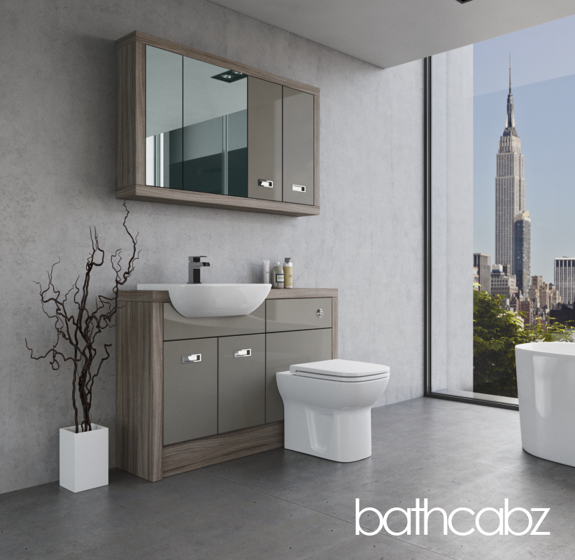 ATHENA DRIFTWOOD BASE & WALL UNITS BATHROOM FITTED FURNITURE
