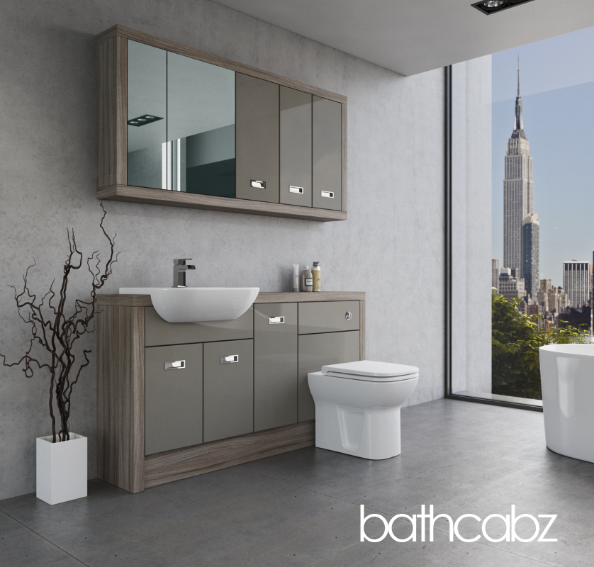 ATHENA DRIFTWOOD BASE & WALL UNITS BATHROOM FITTED FURNITURE