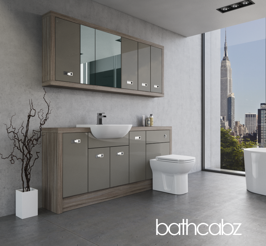 ATHENA DRIFTWOOD BASE & WALL UNITS BATHROOM FITTED FURNITURE