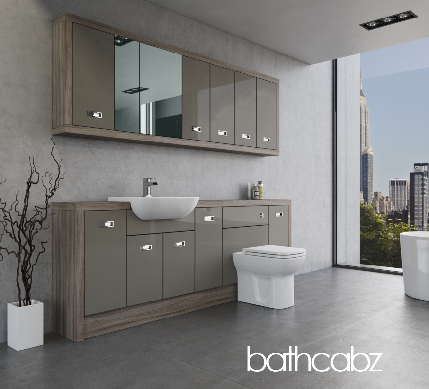 ATHENA DRIFTWOOD BASE & WALL UNITS BATHROOM FITTED FURNITURE