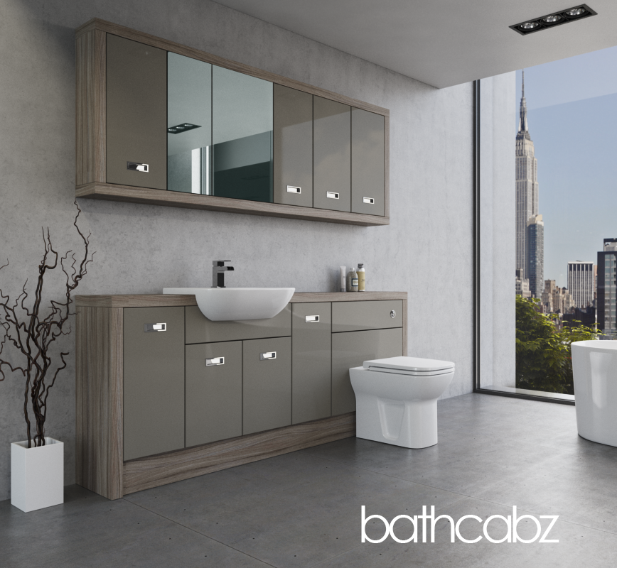 ATHENA DRIFTWOOD BASE & WALL UNITS BATHROOM FITTED FURNITURE