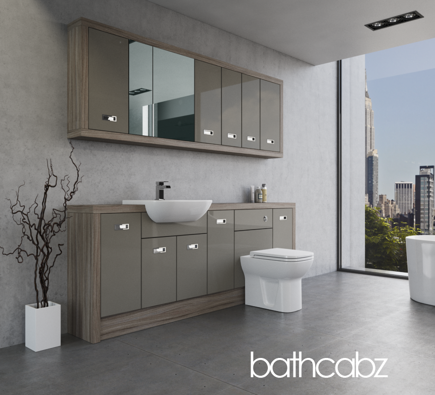 ATHENA DRIFTWOOD BASE & WALL UNITS BATHROOM FITTED FURNITURE