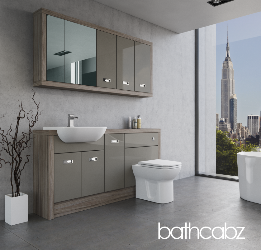 ATHENA DRIFTWOOD BASE & WALL UNITS BATHROOM FITTED FURNITURE