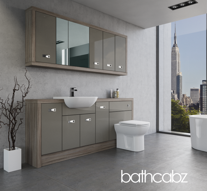 ATHENA DRIFTWOOD BASE & WALL UNITS BATHROOM FITTED FURNITURE