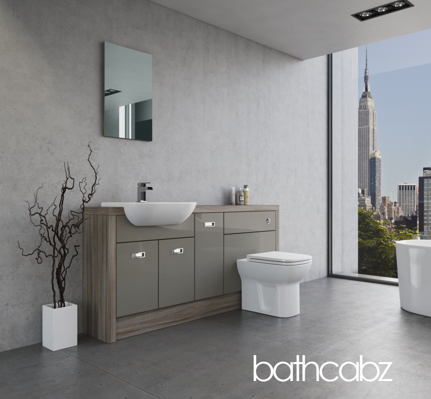 ATHENA DRIFTWOOD BASE UNITS BATHROOM FITTED FURNITURE