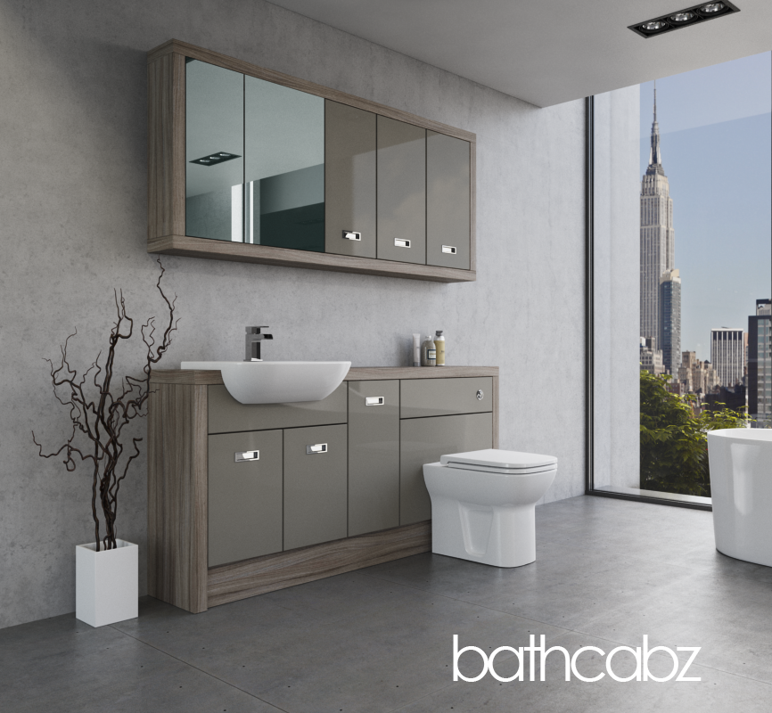 ATHENA DRIFTWOOD BASE & WALL UNITS BATHROOM FITTED FURNITURE