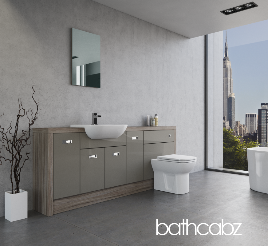 ATHENA DRIFTWOOD BASE UNITS BATHROOM FITTED FURNITURE