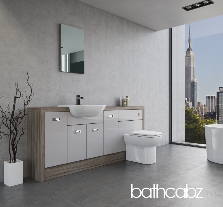 ATHENA DRIFTWOOD BASE UNITS BATHROOM FITTED FURNITURE