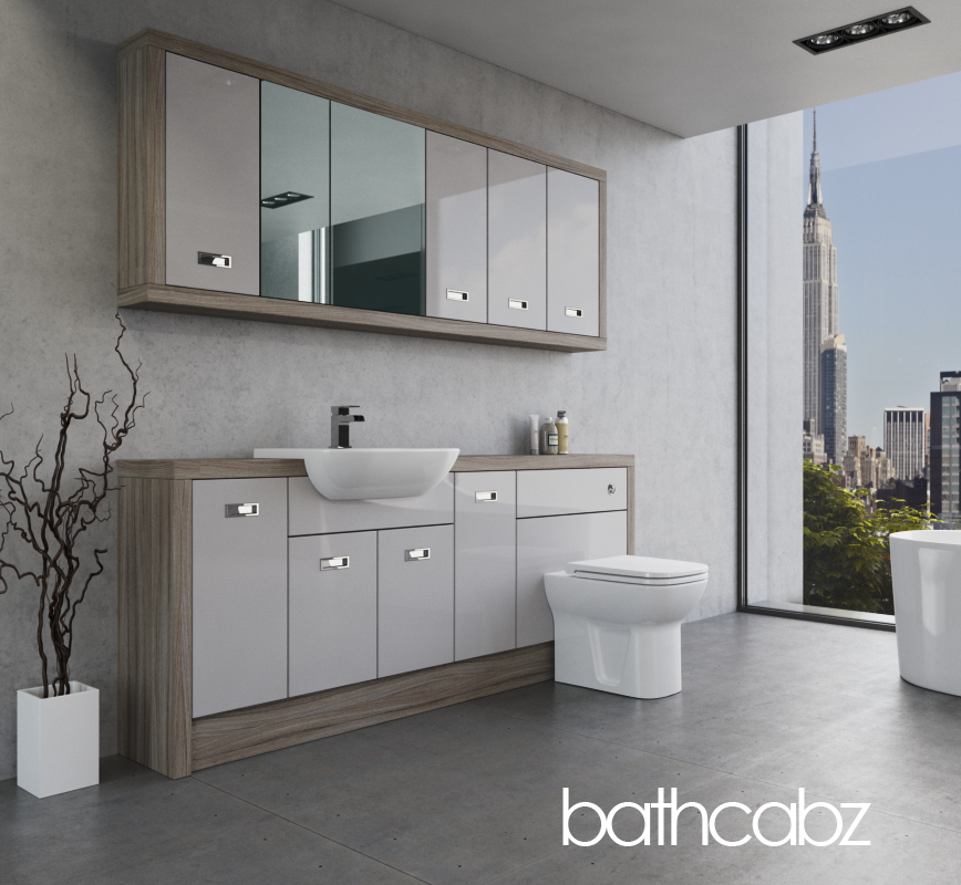 ATHENA DRIFTWOOD BASE & WALL UNITS BATHROOM FITTED FURNITURE