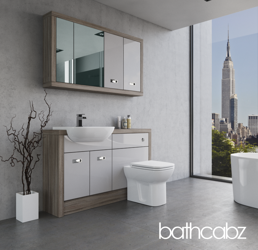 ATHENA DRIFTWOOD BASE & WALL UNITS BATHROOM FITTED FURNITURE