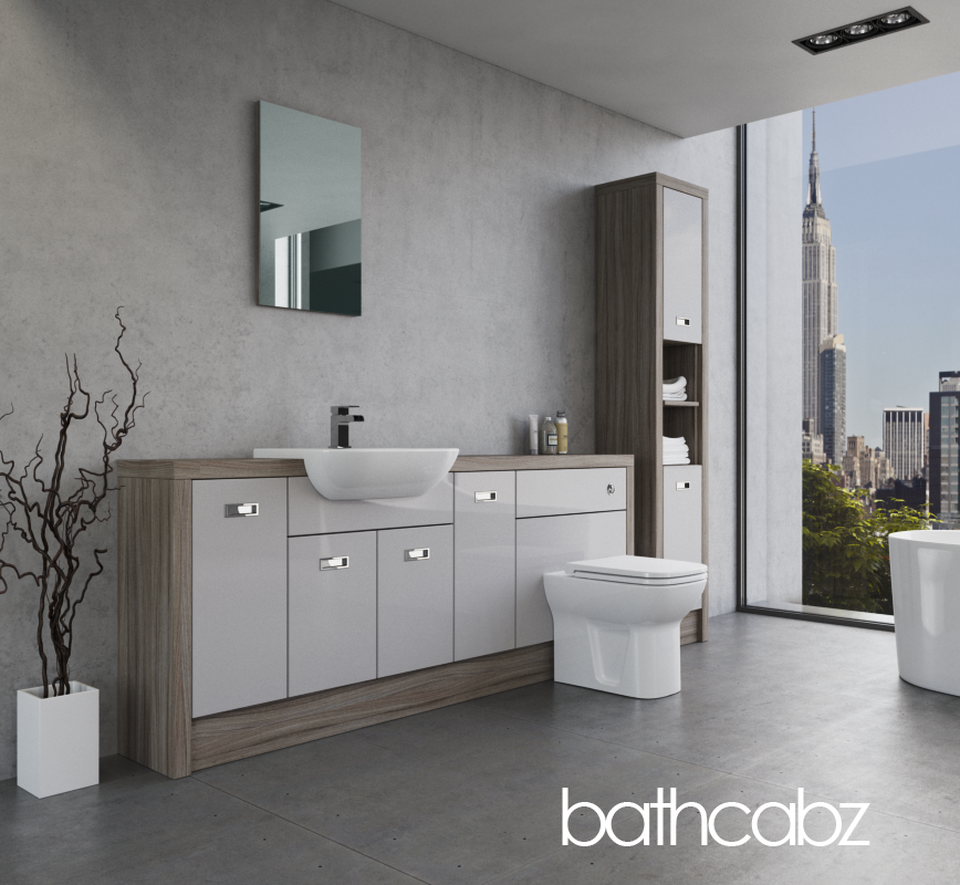 ATHENA DRIFTWOOD BASE & TALL UNIT BATHROOM FITTED FURNITURE