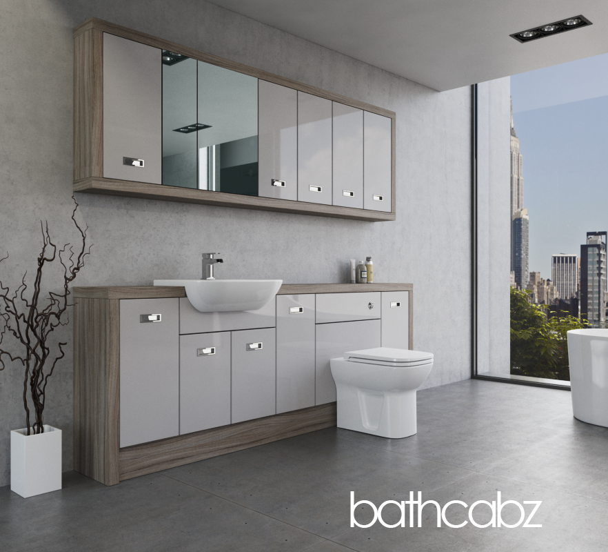 ATHENA DRIFTWOOD BASE & WALL UNITS BATHROOM FITTED FURNITURE