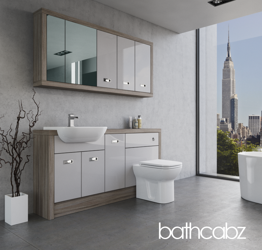 ATHENA DRIFTWOOD BASE & WALL UNITS BATHROOM FITTED FURNITURE