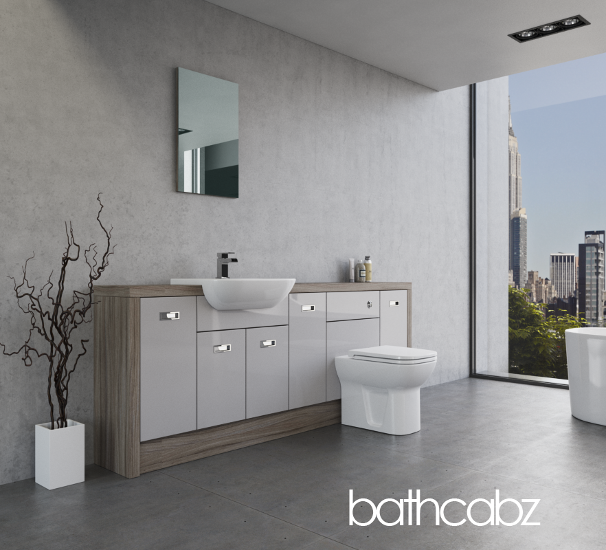 ATHENA DRIFTWOOD BASE UNITS BATHROOM FITTED FURNITURE