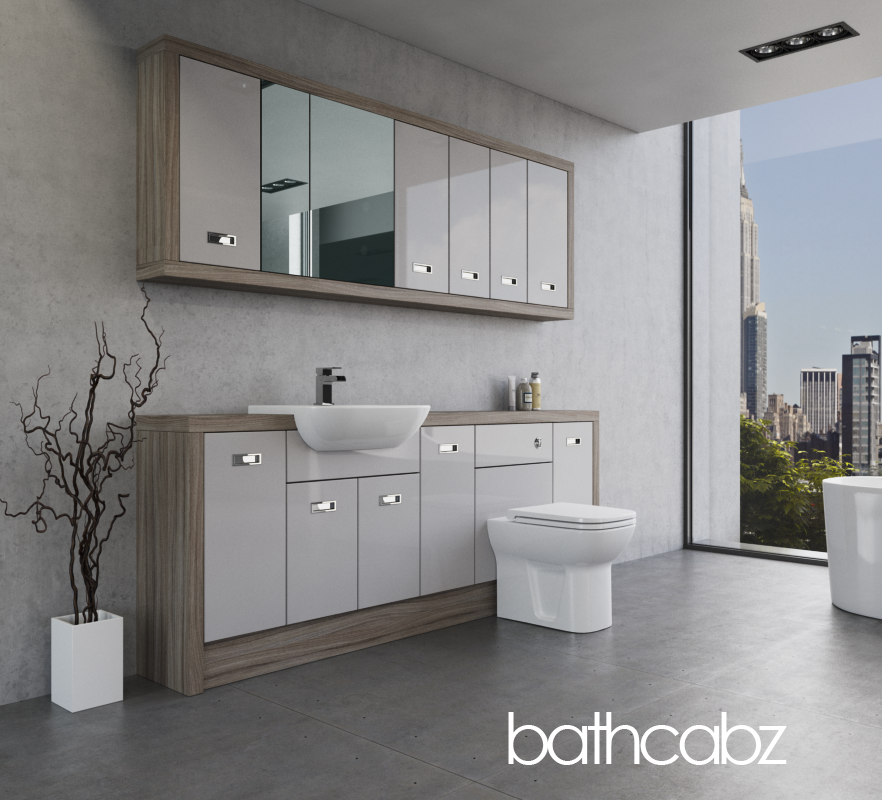 ATHENA DRIFTWOOD BASE & WALL UNITS BATHROOM FITTED FURNITURE