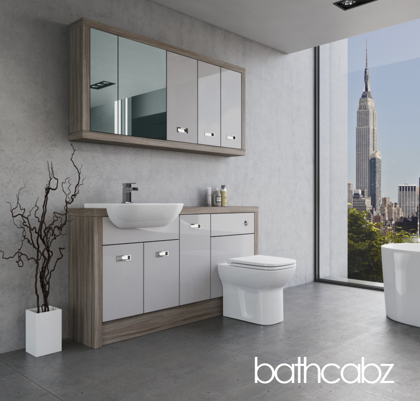 ATHENA DRIFTWOOD BASE & WALL UNITS BATHROOM FITTED FURNITURE