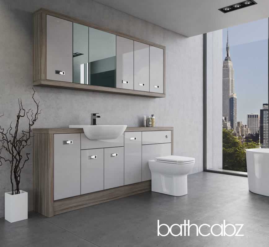ATHENA DRIFTWOOD BASE & WALL UNITS BATHROOM FITTED FURNITURE