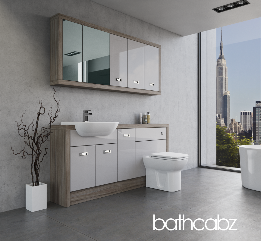 ATHENA DRIFTWOOD BASE & WALL UNITS BATHROOM FITTED FURNITURE