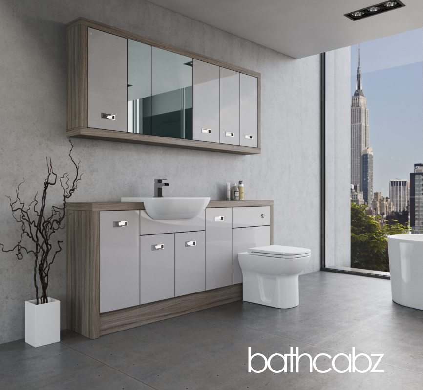 ATHENA DRIFTWOOD BASE & WALL UNITS BATHROOM FITTED FURNITURE