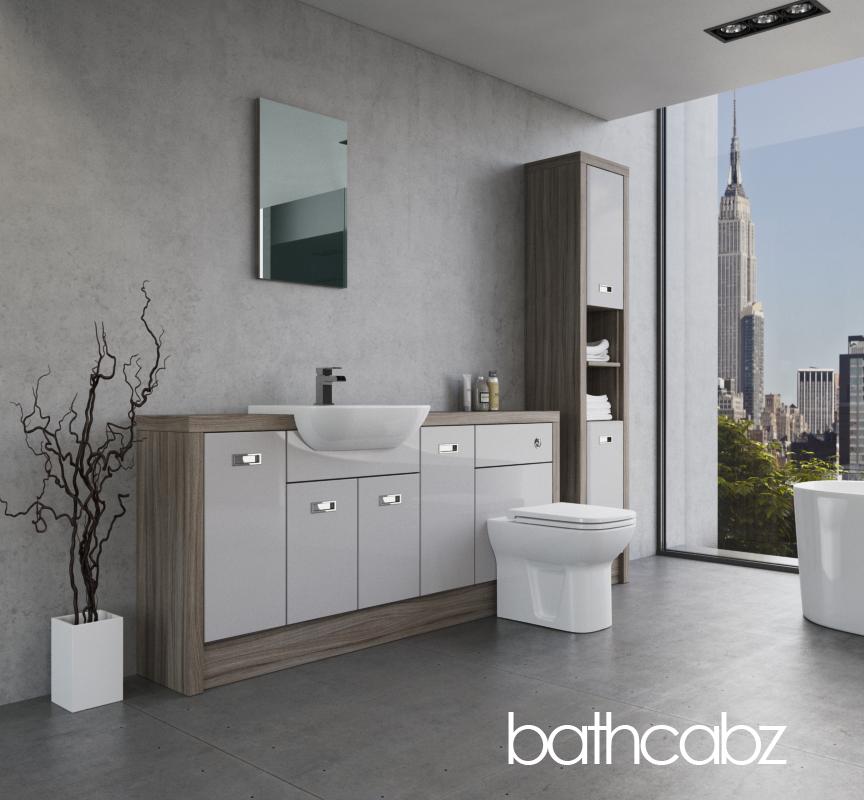 ATHENA DRIFTWOOD BASE & TALL UNIT BATHROOM FITTED FURNITURE