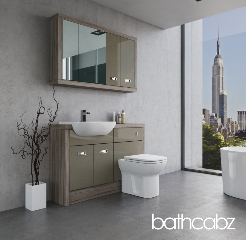 ATHENA DRIFTWOOD BASE & WALL UNITS BATHROOM FITTED FURNITURE