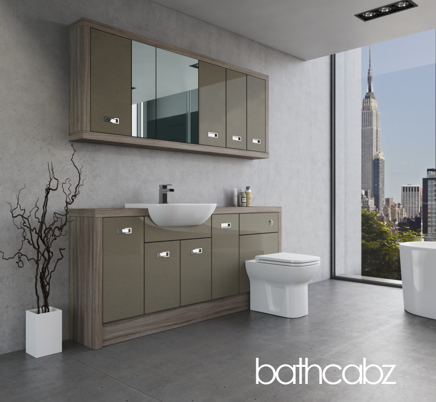 ATHENA DRIFTWOOD BASE & WALL UNITS BATHROOM FITTED FURNITURE