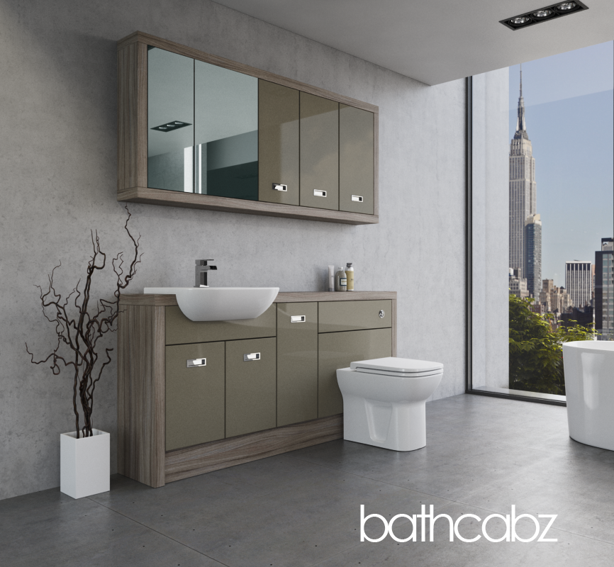 ATHENA DRIFTWOOD BASE & WALL UNITS BATHROOM FITTED FURNITURE
