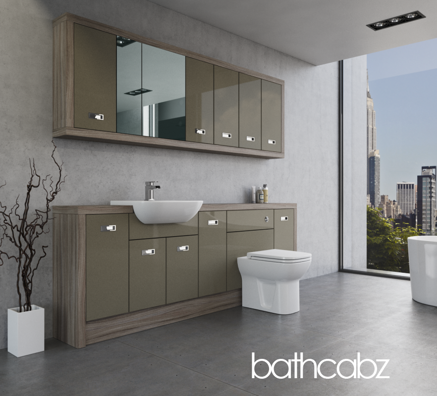 ATHENA DRIFTWOOD BASE & WALL UNITS BATHROOM FITTED FURNITURE