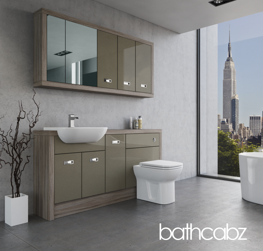 ATHENA DRIFTWOOD BASE & WALL UNITS BATHROOM FITTED FURNITURE