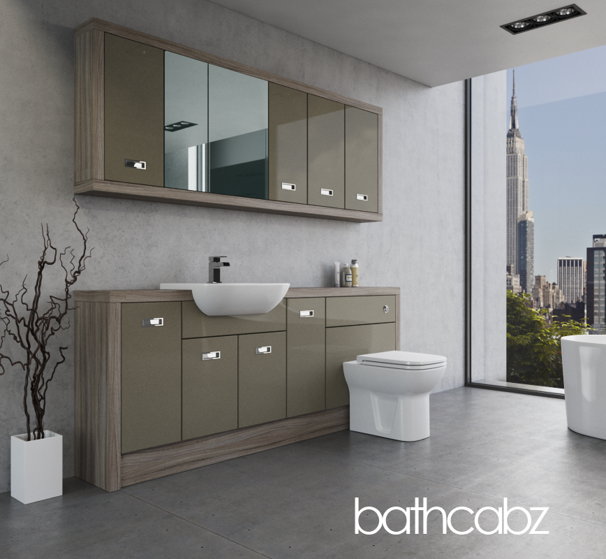 ATHENA DRIFTWOOD BASE & WALL UNITS BATHROOM FITTED FURNITURE