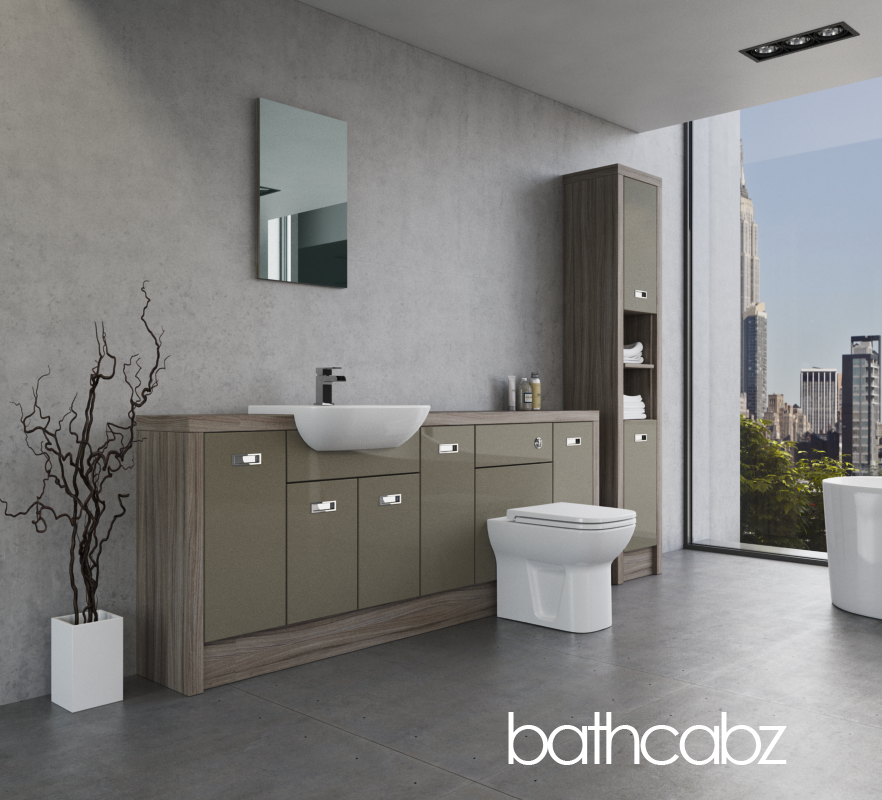 ATHENA DRIFTWOOD BASE & TALL UNIT BATHROOM FITTED FURNITURE