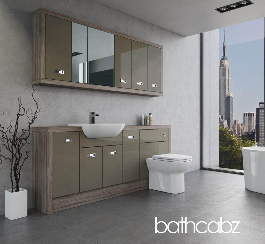 ATHENA DRIFTWOOD BASE & WALL UNITS BATHROOM FITTED FURNITURE