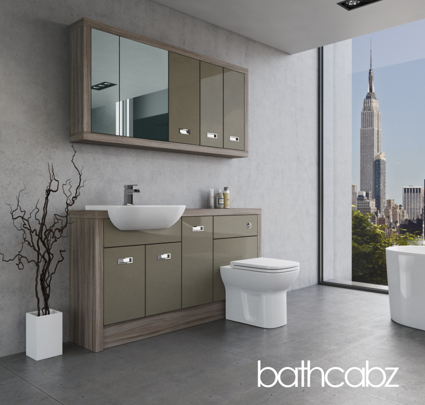ATHENA DRIFTWOOD BASE & WALL UNITS BATHROOM FITTED FURNITURE