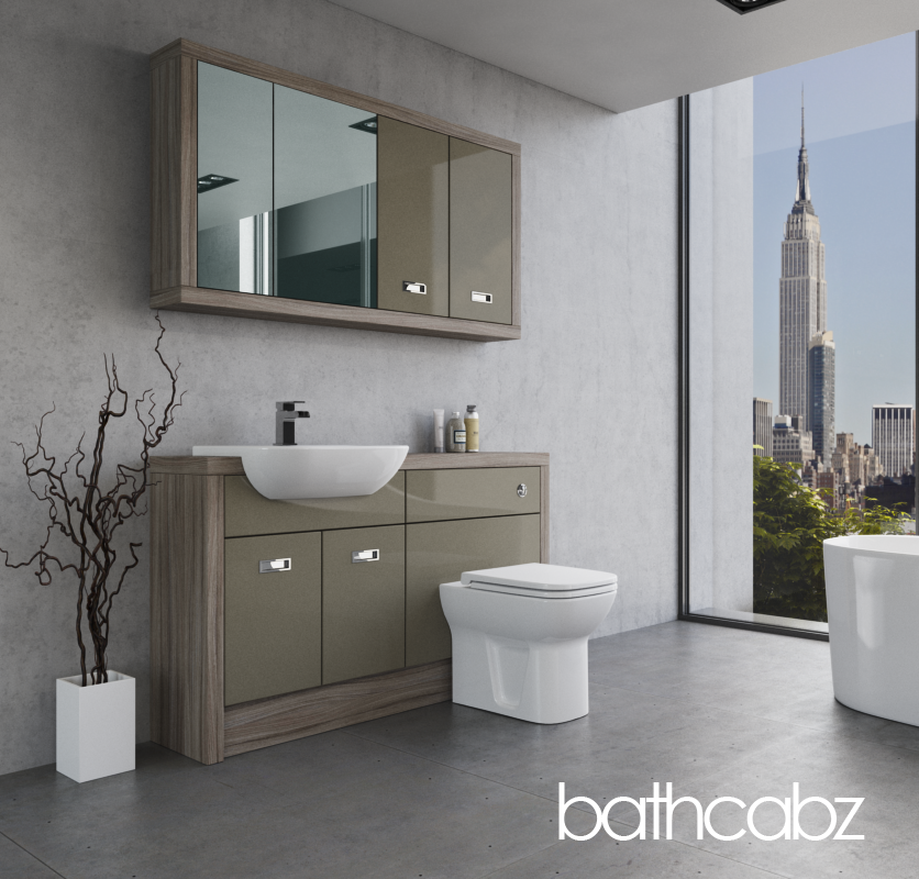 ATHENA DRIFTWOOD BASE & WALL UNITS BATHROOM FITTED FURNITURE
