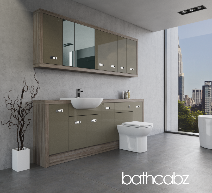 ATHENA DRIFTWOOD BASE & WALL UNITS BATHROOM FITTED FURNITURE
