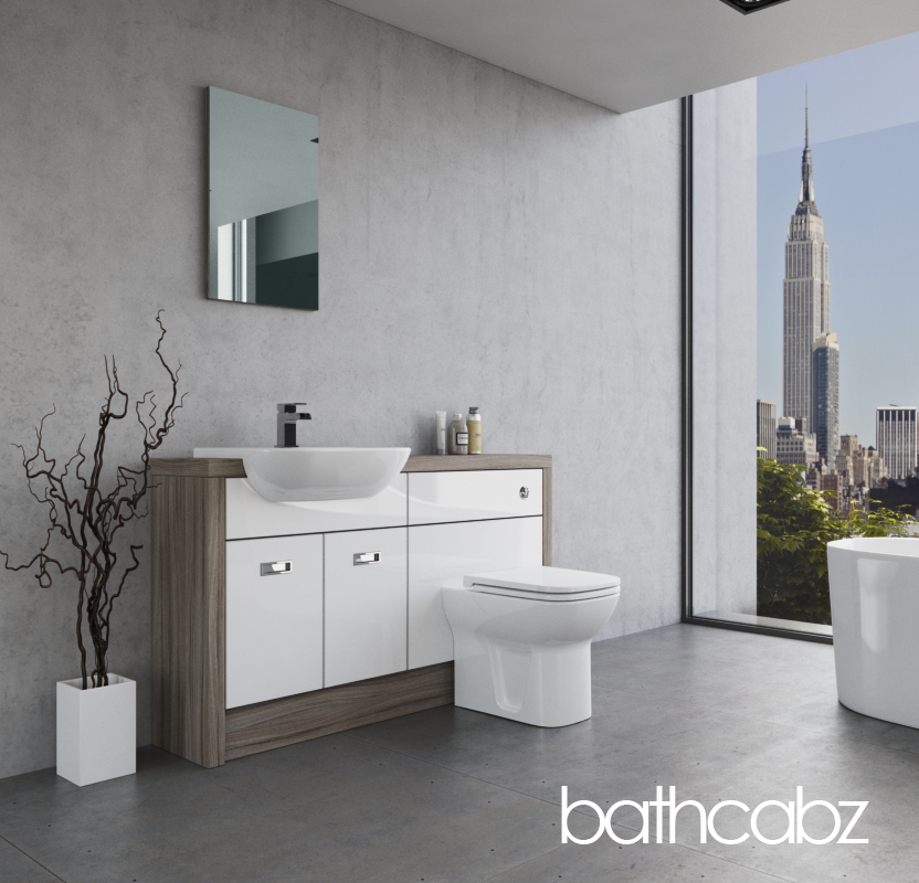 ATHENA DRIFTWOOD BASE UNITS BATHROOM FITTED FURNITURE