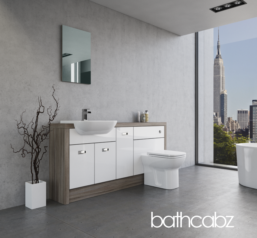 ATHENA DRIFTWOOD BASE UNITS BATHROOM FITTED FURNITURE