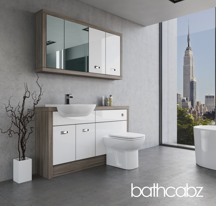 ATHENA DRIFTWOOD BASE & WALL UNITS BATHROOM FITTED FURNITURE