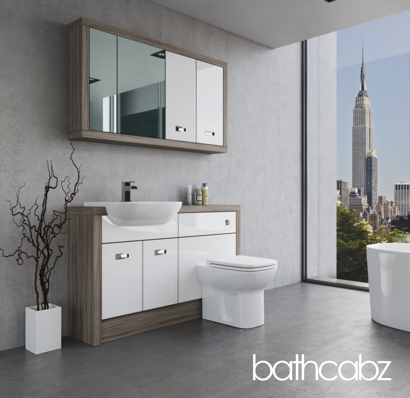 ATHENA DRIFTWOOD BASE & WALL UNITS BATHROOM FITTED FURNITURE