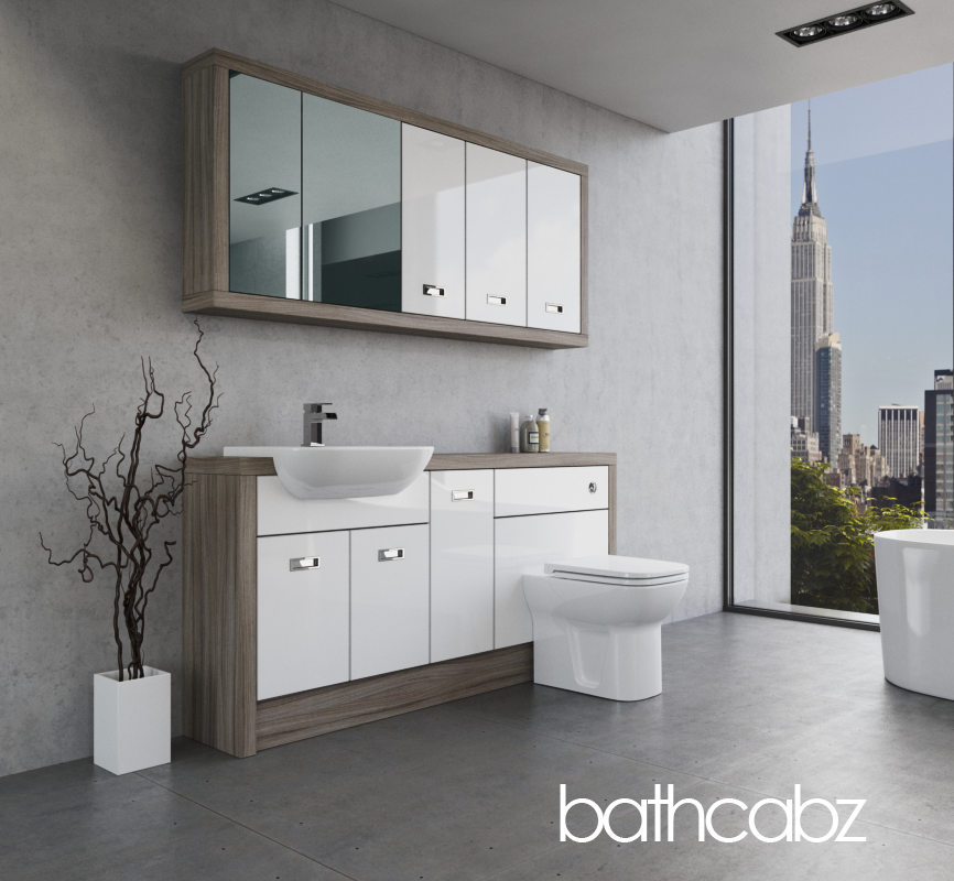 ATHENA DRIFTWOOD BASE & WALL UNITS BATHROOM FITTED FURNITURE