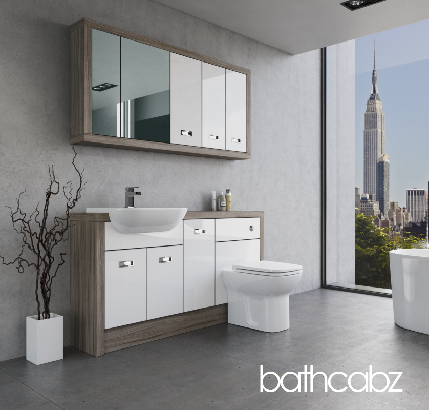 ATHENA DRIFTWOOD BASE & WALL UNITS BATHROOM FITTED FURNITURE