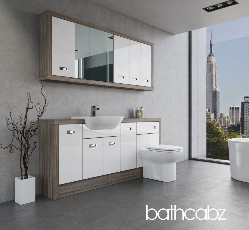 ATHENA DRIFTWOOD BASE & WALL UNITS BATHROOM FITTED FURNITURE