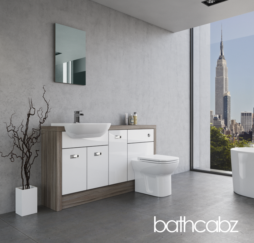 ATHENA DRIFTWOOD BASE UNITS BATHROOM FITTED FURNITURE