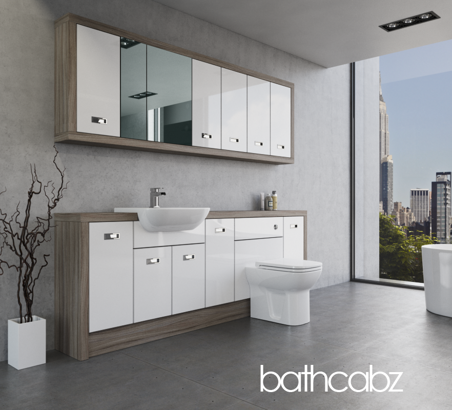 ATHENA DRIFTWOOD BASE & WALL UNITS BATHROOM FITTED FURNITURE