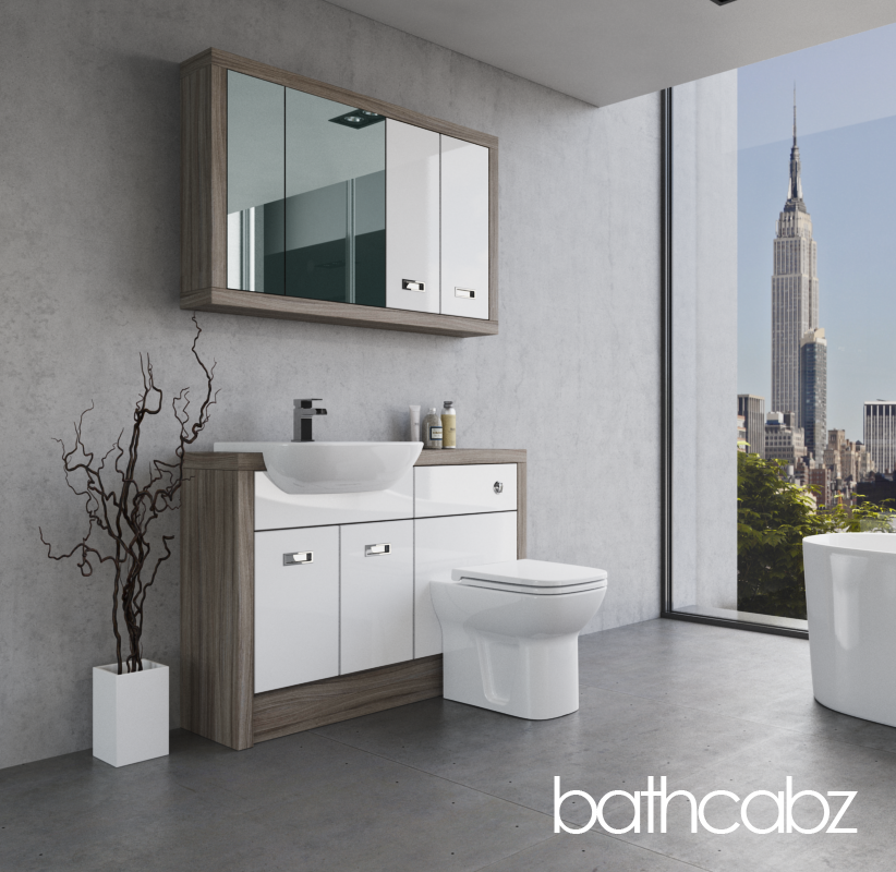 ATHENA DRIFTWOOD BASE & WALL UNITS BATHROOM FITTED FURNITURE