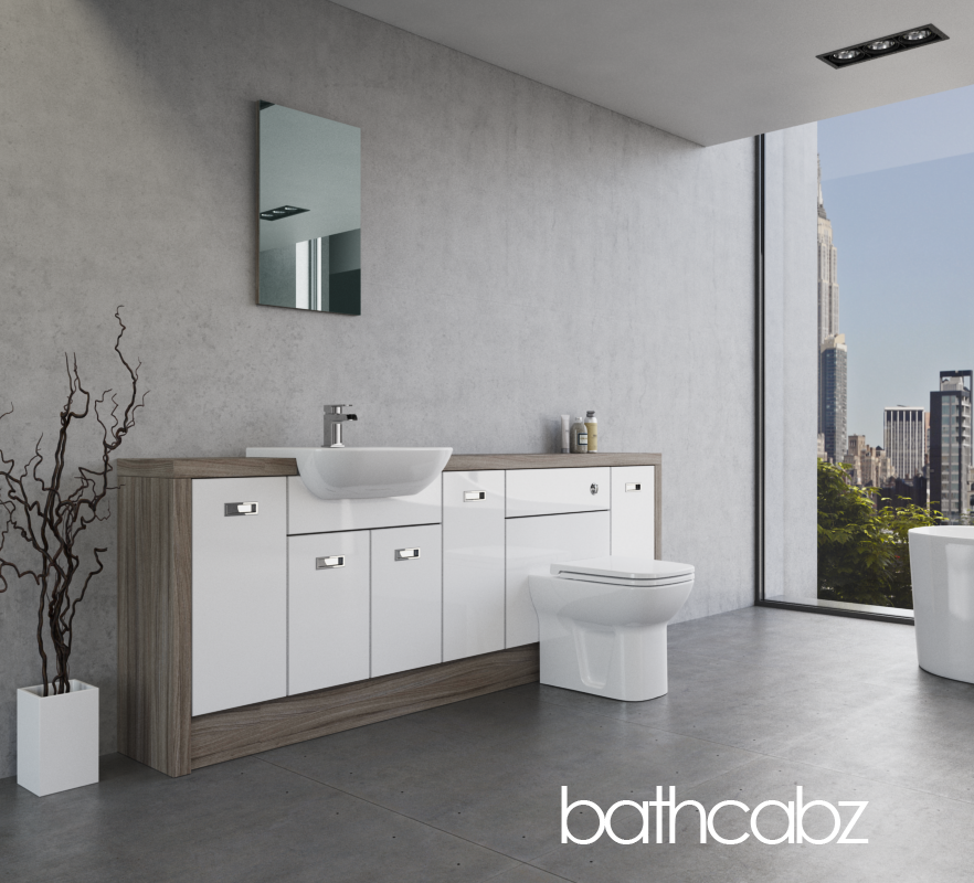 ATHENA DRIFTWOOD BASE UNITS BATHROOM FITTED FURNITURE