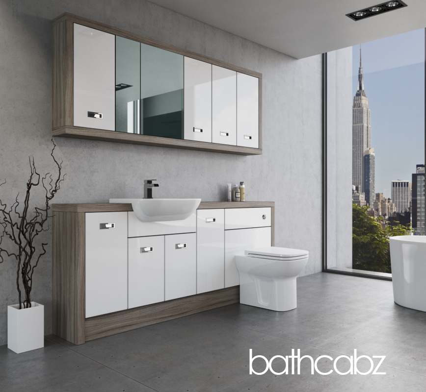 ATHENA DRIFTWOOD BASE & WALL UNITS BATHROOM FITTED FURNITURE