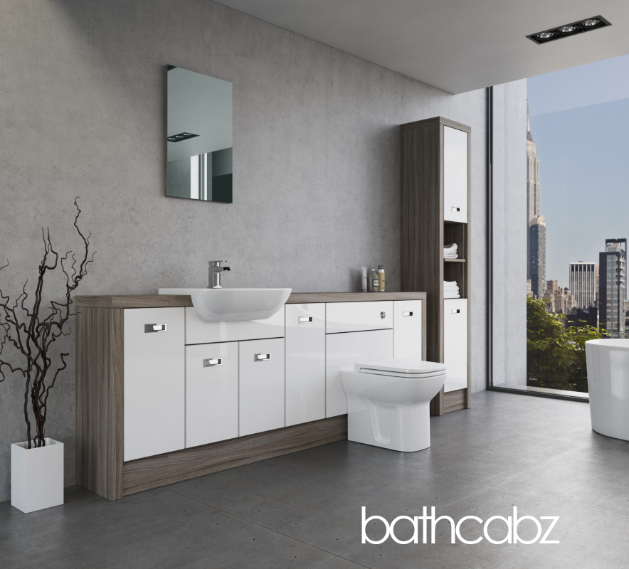 ATHENA DRIFTWOOD BASE & TALL UNIT BATHROOM FITTED FURNITURE