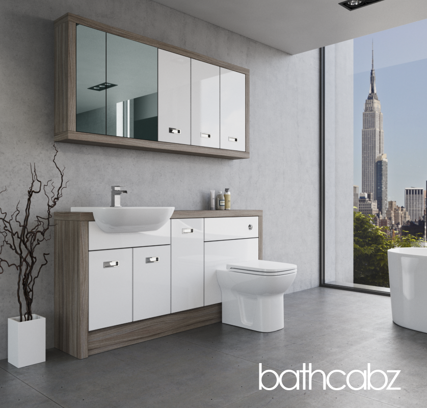 ATHENA DRIFTWOOD BASE & WALL UNITS BATHROOM FITTED FURNITURE